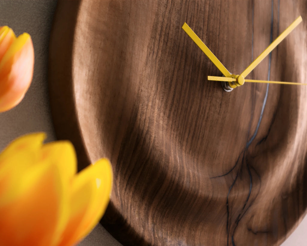 Dunes | Handmade 3D Carved Wooden Clock – Walnut